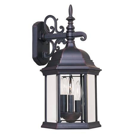 Maxim Three Light Empire Bronze Clear Glass Wall Lantern 1073CLEB